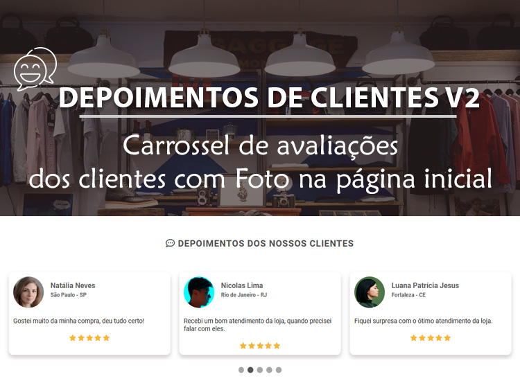 Depoimentos de Clientes na Home V2
